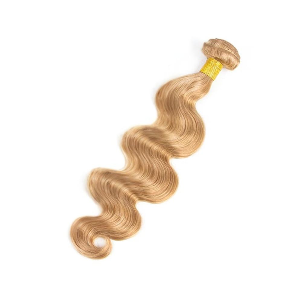 #27 Honey Blonde Human Hair Bundle Body Wave 15A Grade, 100% Unprocessed Brazilian Virgin Human Hair, Soft Double Weft Hair Extensions for Black Women, No Shedding 27 30inch