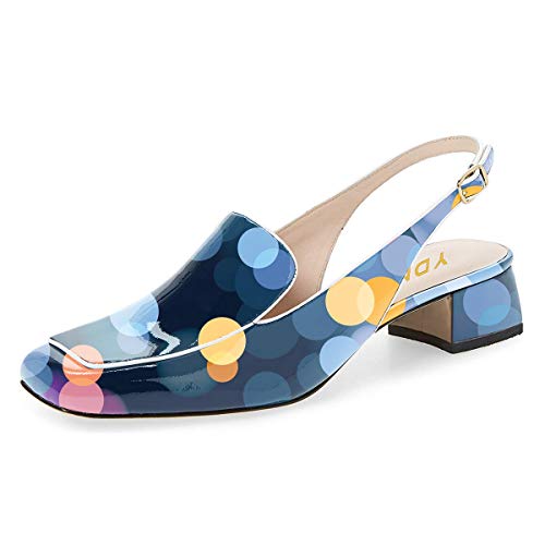 Image of YDN Women Closed Square Toe Block Low Heels Slingback Formal Loafer Dressy Shoes Office Lady Pump Size 4-15 US
