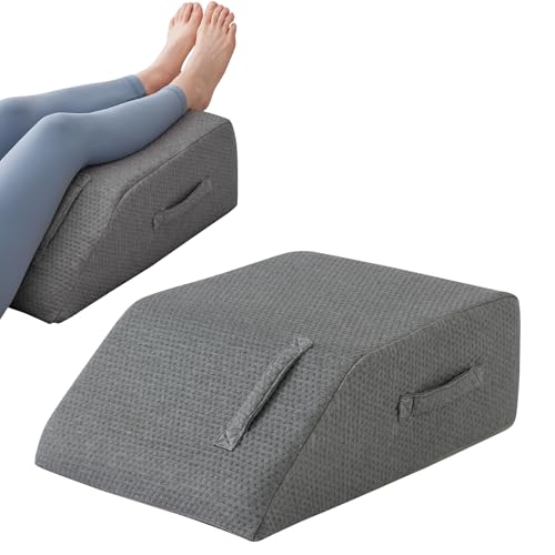 Leg Pillow Elevation Blood Circulation, Leg Wedge for Elevation for Swelling, Leg Elevating Pillow for After Surgery, Memory Foam Foot Knee Pillow for Back Sleeping 24×22×8 Inch Dark Grey