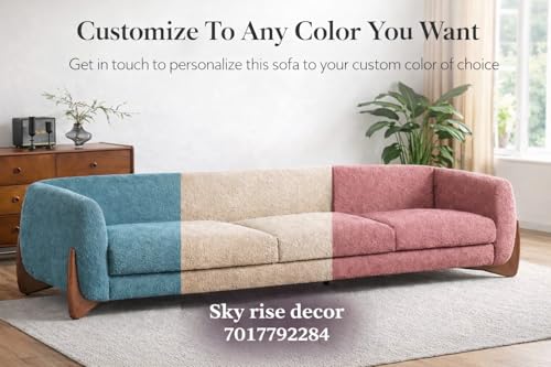 Image of Modern Classic 5 Seater Sofa Couch Fabric & Velvet Tufted Chesterfield Sofa Living Room and Office (Boucle Mustard 3+1+1) | Premium Material