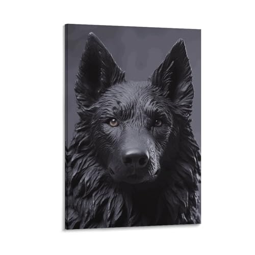 Peinture sur toile Berger allemand noir pour raviver un mur blanc vide