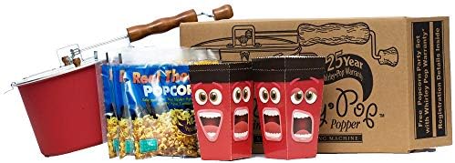 Original Whirley-Pop Starter Pack - Metal Gear - Red - 3 Real Theater Popping Kits - 4 Movie Night Face Tubs