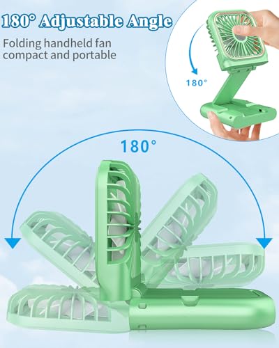 Mini Fan Handheld Foldable Fan,USB Personal Fans Portable Rechargeable Battery Fan 3 Speeds,Small Handheld Fan Cute Face Cooling Fan Quiet Fan Cordless Fan Portable Fan for Travel Camping Park