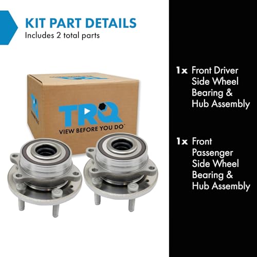 Image of TRQ Front Left and Right Wheel Bearing and Hub Assembly Set 2 Piece Compatible with 13-19 Ford Taurus SHO Performance Package 13-19 Police Interceptor Sedan 14-18 Special Service Police Sedan
