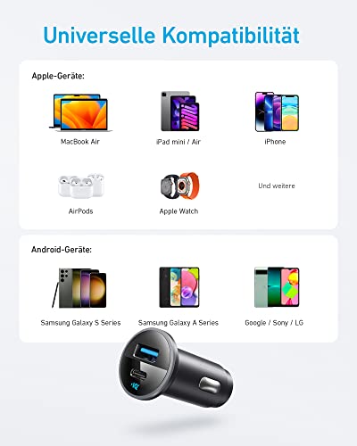 Anker 52,5W Zigarettenanzünder USB C, 323 12V Handy Ladegerät für Auto, Kfz Ladegerät für iPhone 17/16/15/14/13/12, Galaxy S24, iPad Pro, Pixel – Bild 5