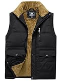 TACVASEN Men's Outerwear Gilets Fleece Body Warmer Water Resiatant Winter Gilet Sleeveless Jackets with Zip Pockets Black L