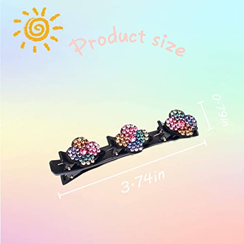 8Pcs Sparkling Crystal Stone Braided Hair Clips Four-Leaf Clover Chopped Hairpin Duckbill Clip With 3 Small Clips On Top Hair Accessories Clips For Women Girls #TOP5
