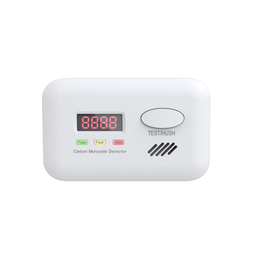 SafeFlame Carbon Monoxide Detector, EN 50291 Certified CO Alarm with 10-Year Sensor, LCD PPM Display, 85dB+ Alert, CE & UKCA Approved, AA Battery Included, Freestanding or Wall Mounted