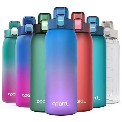 Image of Opard Zip 30oz Plastic Water Bottle Dishwasher Safe, Leakproof Flip-Top Lid, BPA Free Tritan, Wide Mouth Reusable Sports Water Bottle for Gym Hiking Commuting Outdoor Travel and School