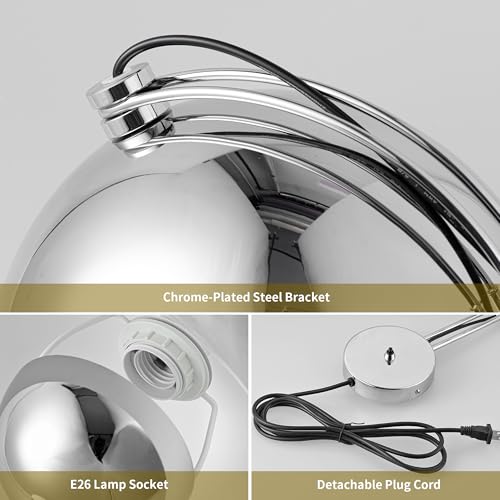 Image of COSYLUX Mid-Century Modern Bud Plug in Wall Sconces, Chrome | Indirect lighting reading wall lamp, all-metal construction, plug-in or hardwired install, fits bedroom bedside, living room