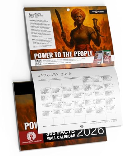 Urban Intellectuals 2026 Black History 365 Facts Wall Calendar Power to the People 17 x 11 Inches