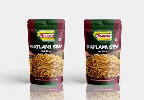 Image of Samrat | Ratlami Sev Bhujia Hot Slims Magic of Spicy & Crispy Taste in Flavorful Namkeen Snacks | Ghar Jaisi Hi Namkeen | (Pack of 2 (2 x 500g))