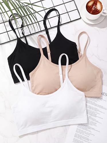 Image of Blulu 3 /6 / 12 Pcs Camisole Bra Wireless Padded Cotton Bralette Mini Cami Bras with Adjustable Straps for Women Girls