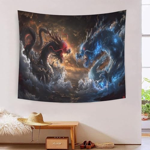 Tapisserie decoration murale dragon 3D au rendu visuel saisissant pour interieur contemporain