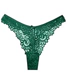Murimia Sexy Seamless Thongs for Women Lace Underwear Breathable Low Rise T-Back Panties, Green, Medium