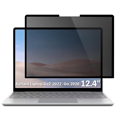 Surface Laptop Go 2(2022)/Go(2020)(12.4インチ)向け 粘着 着脱式 覗き見防止フィルター プライバシーフィルター ブルーライトカット 反射防止 両面使用可能 パソコン PC モニター 液晶保護フィルム 保護シート
