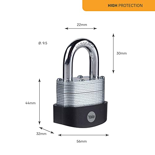 Image of Yale - Y125B /50 /129 /1 High Security 50mm Laminated Steel Padlock - Open Hardened Steel Shackle - 3 Keys