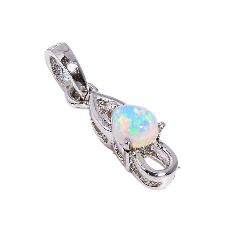 Pendentif opale éthiopienne naturelle argent 925 poire femme