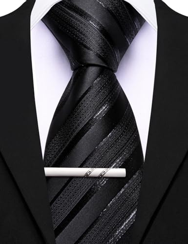 Image of Barry.Wang Mens 6 PCS Ties Silk Striped Paisley Check Floral Necktie Silky Woven Wedding Business Party Ties 3.34 inch