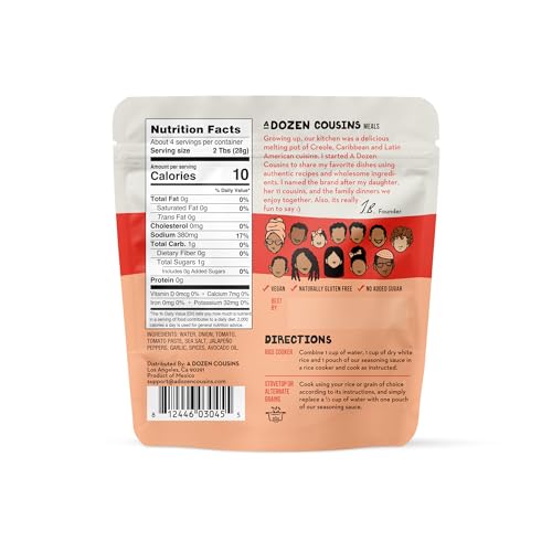 A Dozen Cousins Rice Seasoning Sauce Packets - Season and Prepare Your Own Rice Dishes - 10 Pack - Mexican Red Rice with Tomato and Roasted Garlic - 4 oz Packet - Thumbnail 2