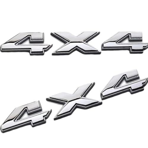 Image of 2X 4x4 Glossy Emblem 3D Zinc Alloy Chrome Decals Nameplate Fit 2019-2020 for Universal 1500 2500 3500 with All /SUV /Pickup Models (Silver)