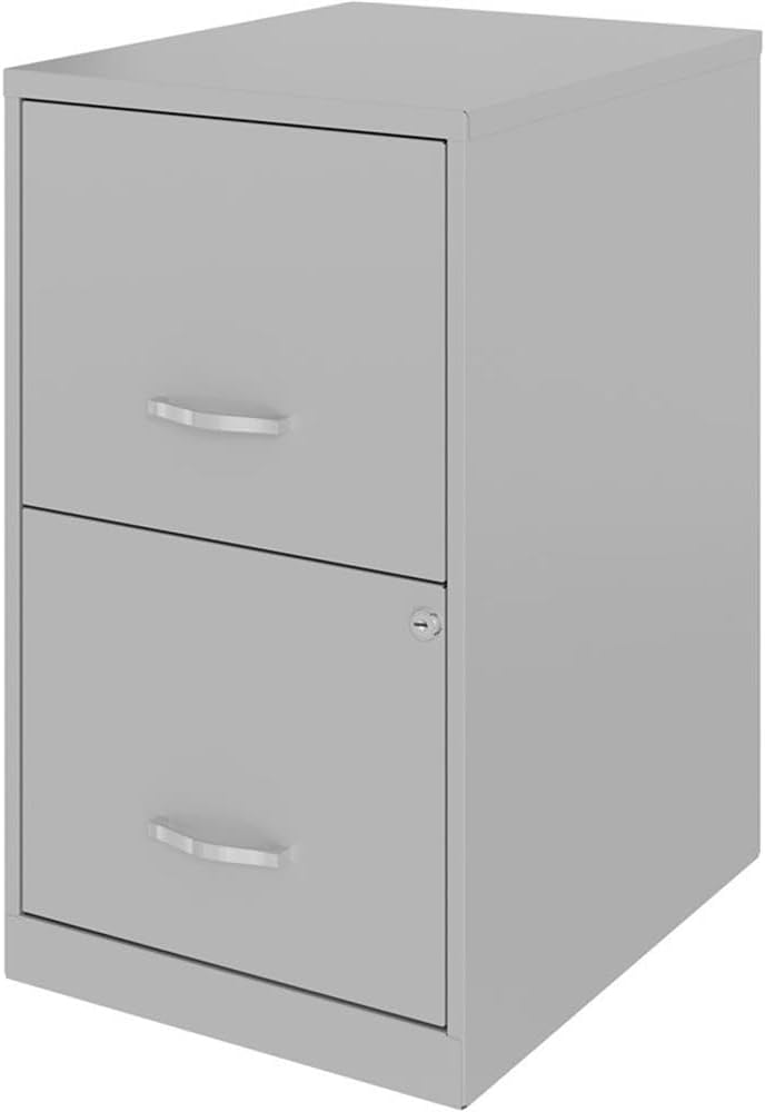 Hirsh Industries Space Solutions 18in 2 Drawer Metal File Cabinet Arctic Silver, Letter Size, Fully Assembled