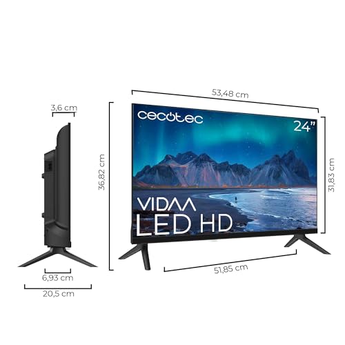 Cecotec Smart TV - LED-Fernseher mit 24 Zoll, HD-Auflösung - A5 Serie ALH50024. VIDAA Smart TV, Dolby Audio System, integriertes WLAN, Kopfhörerausgang, 3 HDMI und 2 USB – Bild 3