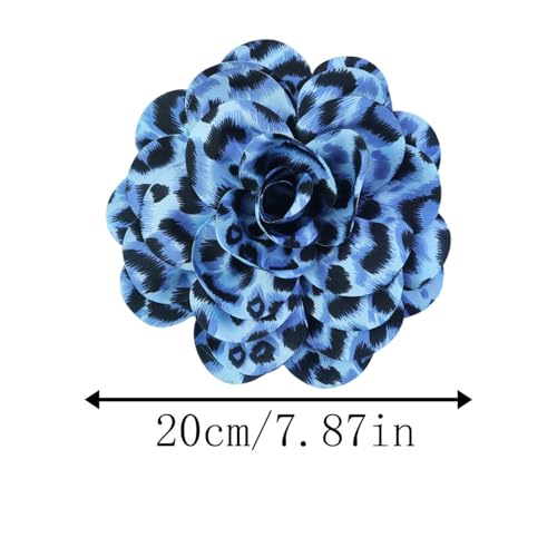 Image of Dainty Fabric Leopard Rose Flower Large Brooch Lapel Pins Handmade Big Flower Brooches Pin Classic for Women Wedding Party Dance Banquet Dress Suit Clothes Accessories Jewelry Gifts 190mm