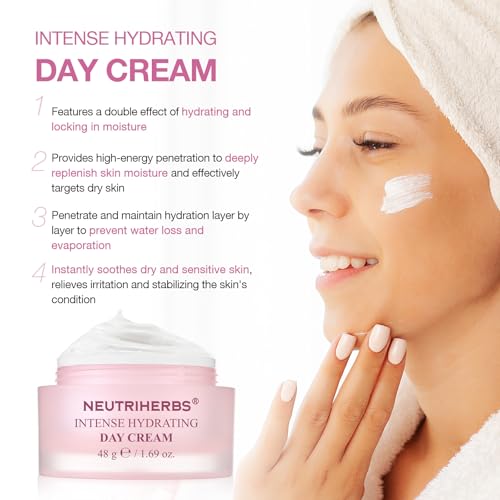 Neutriherbs Intense Hydrating Day Cream,Face Moisturizer with Hyaluronic Acid,Shea Butter,Centella,Sooth Nourish Moisturize Skin,Lightweight Face Cream for Dry or Sensitive Skin - 1.69oz — view 6