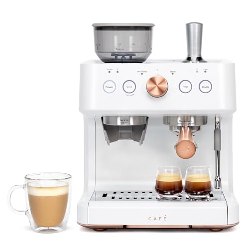 Comparison: Ge Espresso Machine 10 Café Bellissimo Semi Automatic Espresso Machine + Milk Frother | WiFi Connected, Smart Home Kitchen Essentials | Built-In Bean Grinder, 15-Bar Pump & 95-Ounce Water Reservoir | Matte White