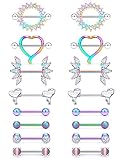 Msndnkwo Surgical steel Body Piercing jewelry nipple rings Of Distinctive design 14G 9/16 14mm heart
