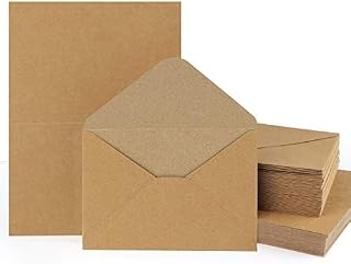 Mocraft Kraft Paper Cards with Envelopes, Natural, Brown, Folding Cards for Gift, Greeting Cards, Invitation, Set of 60
