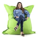 Tamaño: 170 x 130 cm LiveDeco - Puf Gigante XXL Interior y Exterior, Funda Desmontable, Salón, Green Garden BiG52
