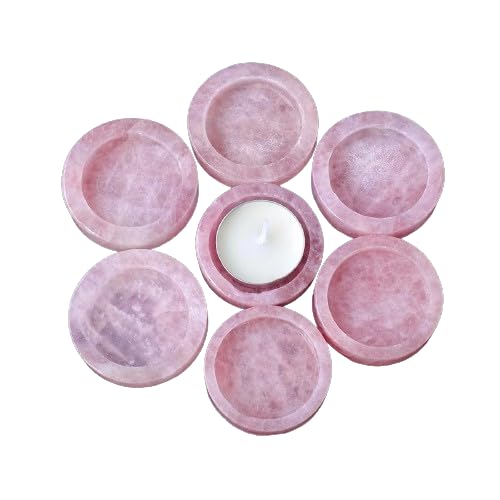 1PC Natural Crystal Rose Quartz Circular Candlestick Crystal Wedding Party Dinners Candle Home Decoration