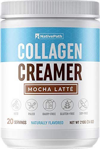 NativePath: Mocha Latte Collagen Coffee Creamer - Made with Pure Grass-Fed Collagen Protein Powder, MCT Oil, Monk Fruit - 20 Servings - Perfect for Paleo and Keto Coffee - No Dairy, Soy or Gluten