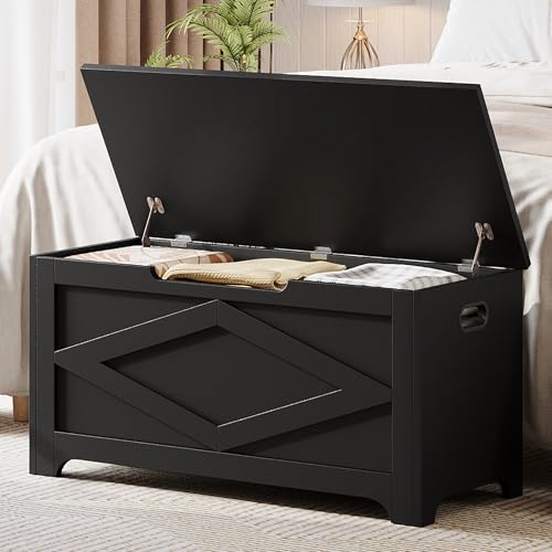 GAOMON Storage Chest, Wooden Toy Storage Bench, Modern Style Lift-Top Toy Chest with Safety Hinge for Entryway, Bedroom, Living Room, Supports 300 Lb and Easy Assembly
