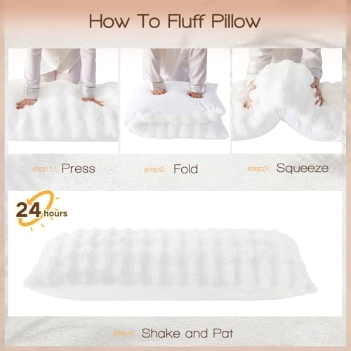 YZ HOME Faux Fur Fluffy Body Pillow for Adults - Firm Body Pillow Insert with Shredded Blue Memory Foam, Adjustable Height, Soft Support for Side Sleeping, Pregnant Women, Washable, 20x54 Inch (White) by YZ HOME - Image 9
