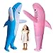 DeHasion 2 Packs Inflatable Animal Costume Halloween Costume Christmas Blow-Up Costume for Adult/Christmas/Birthday Party (Blue/Pink Shark)