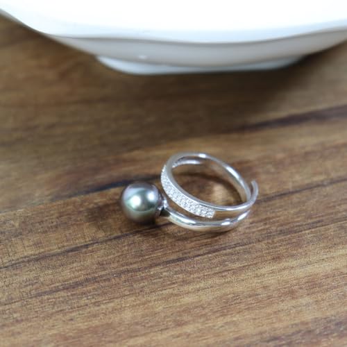 Gift for Wife Tahitian Black-Pearl-Rings-Gifts for Women - Wedding Birthday Anniversary-Mom Her Mothers Day Valentines Day Christmas-18K Gold Plated Sterling Silver Ring Fine Jewelry3