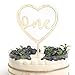 HGFC Wooden Anniversary Party Cake Topper - Personalized Heart Shaped 1st Birthday Decor - First Birthday Cake Topper For Baby - Love Theme Party 1st Boy And Girl Birthday Decoration - Cake Smash Photo Prop