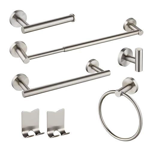 Beati Faucet BFTH015-BN - Juego de 5 soportes para toallero de pared para baño, acero inoxidable SUS304, níquel cepillado