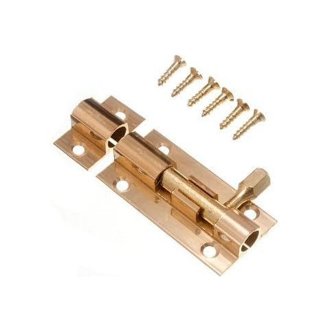 DOOR BOLT BARREL SLIDE LOCK 50MM 2 INCH BRASS WITH SCREWS Cover