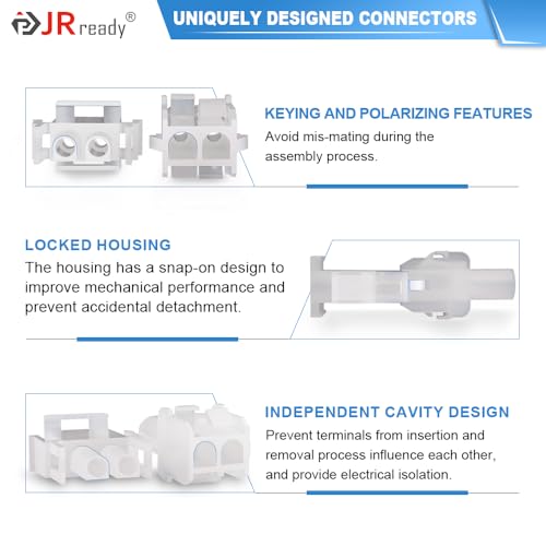 JRready ST6425 MLX 3 Pin Power Connector,2.13mm Diameter Pin and Sockets 14-20 AWG,Compatible with Molex MLX 3 Pin Male& Female Connector (6 Matched Sets),6.35mm Pitch - Image 5