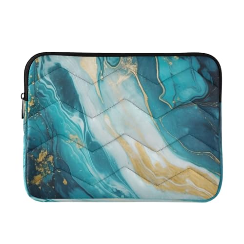 Funda para laptop 13-14 pulgadas con patrón mármol blanco y verde miniatura 1