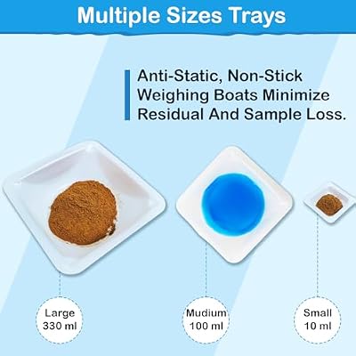 Large 5.5 Square Polystyrene Weigh Boats, Weighing Dishes, Weighing Boats with Easy-Pour Spout, Anti-Static Disposable Tray, 330ml (80 pcs)
