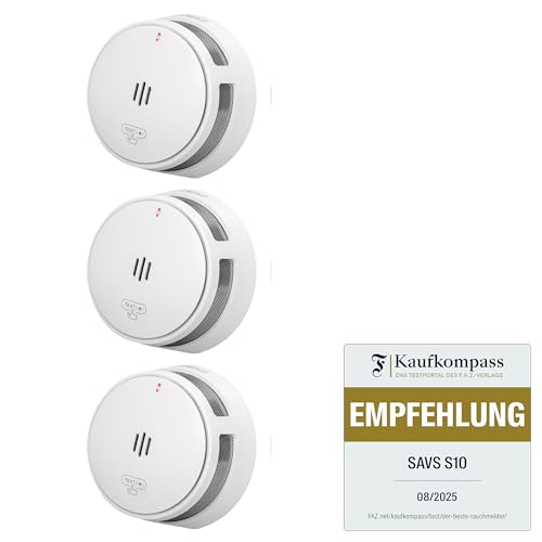 SAVS S10 Stand-Alone-Rauchwarnmelder - Integrierte Rauchmelder 10 Jahre Batterie - Optischer Doppelsensor - Fernbediente Mute-Funktion - Schlankes & Modernes Design - Einfache Installation – Weiß (3)