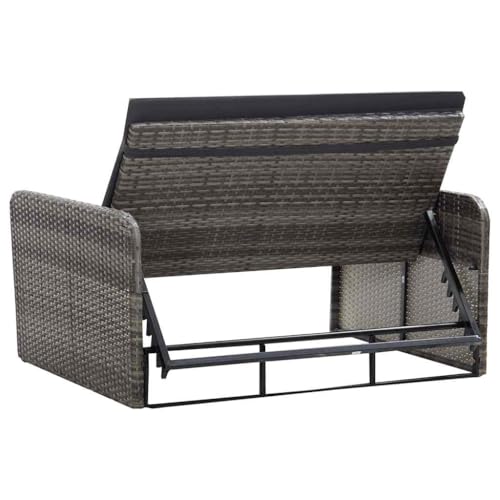 vidaXL Set de Muebles de Jardín 2 Piezas y Cojines Conjunto Casa Patio Aire Libre Terraza Sofá Mesa Tablero Sillas Sillón de Ratán Sintético Gris - imagen 6