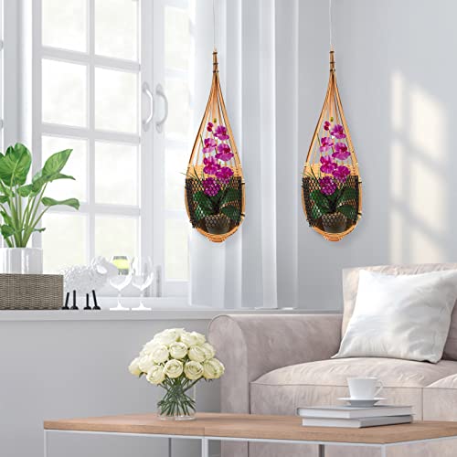 Jasree Pack Of 2 Orchid Planter Thai Bamboo Woven, Vintage Wall Mounted Orchid Planter Hanging Orchid Basket With Metal Hook For Trellis Gazebo Indoor Outdoor #TOP1