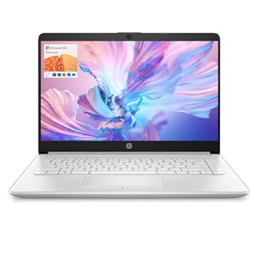 HP Laptop portátil, estudantes e negócios, tela HD de 14 polegadas, Intel Quad-Core N4120, 16 GB DDR4 RAM, 64 GB eMMC, 1 ano de escritório 365, webcam, RJ-45, HDMI, Wi-Fi, Windows 11 Home, prata