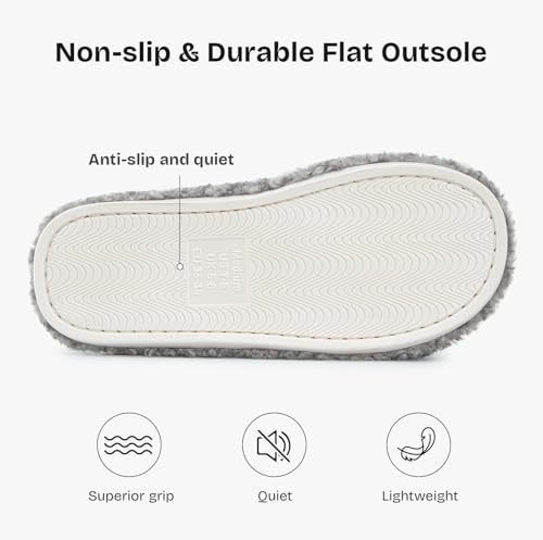 EverFoams Women's Fuzzy Open Toe Slippers Comfy Soft Memory Foam Indoor House Shoes Cool Gray,9-10 US by EverFoams - Image 6